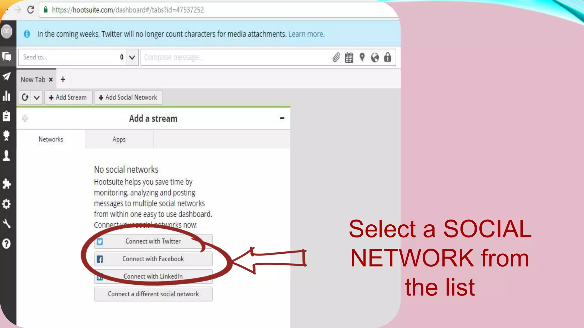 Select a SOCIAL
NETWORK from
the list
 