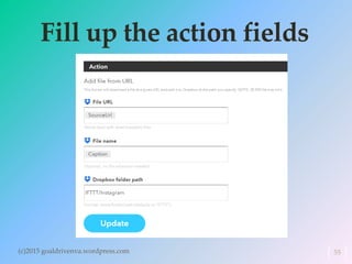 Fill up the action fields
(c)2015 goaldrivenva.wordpress.com 55
 