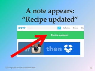 A note appears:
“Recipe updated”
(c)2015 goaldrivenva.wordpress.com 62
 