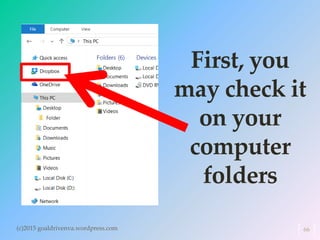 First, you
may check it
on your
computer
folders
(c)2015 goaldrivenva.wordpress.com 66
 