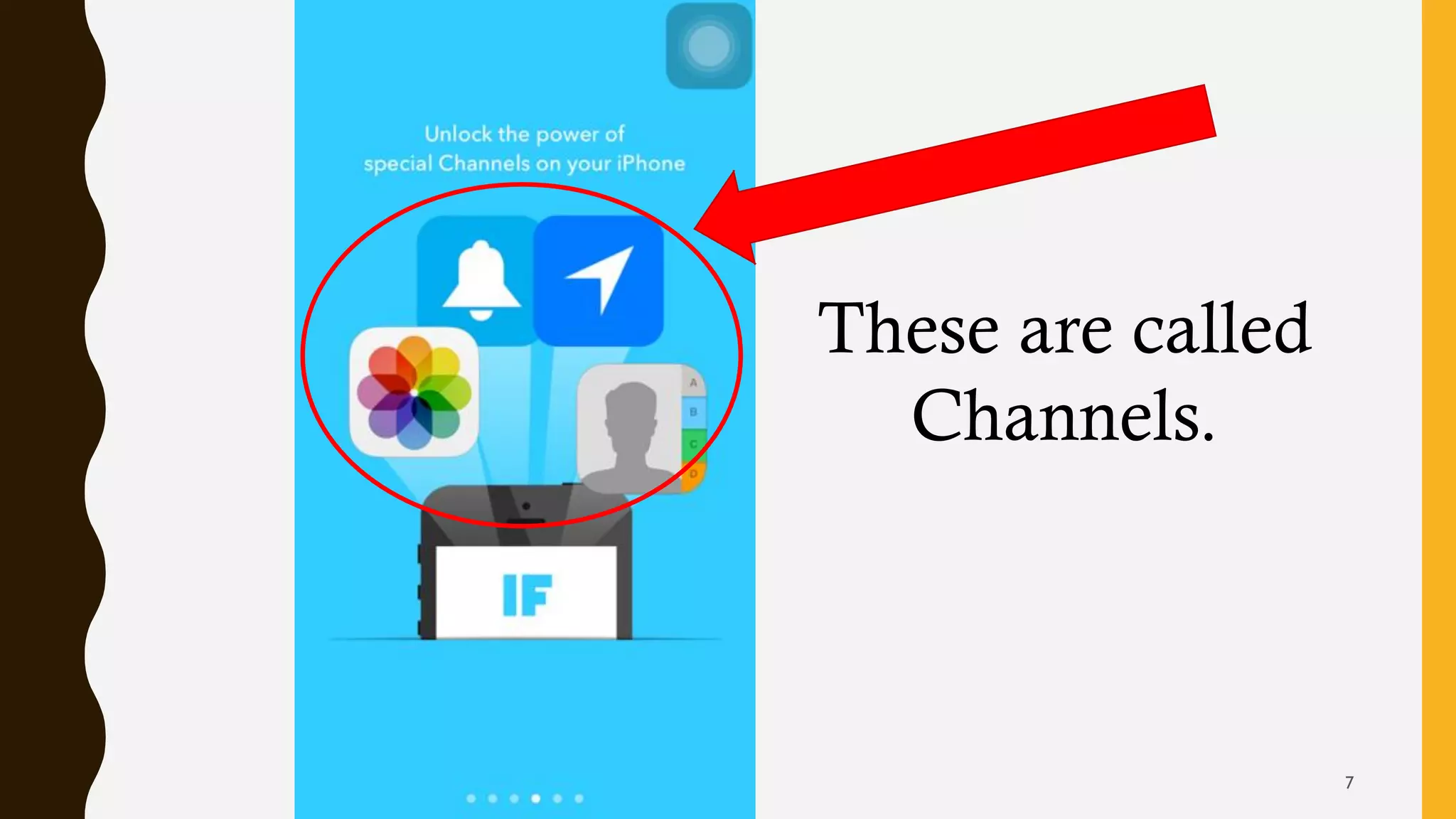 These are called
Channels.
7
 