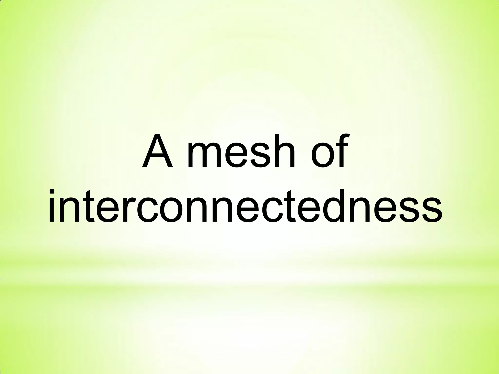 A mesh of
interconnectedness
 