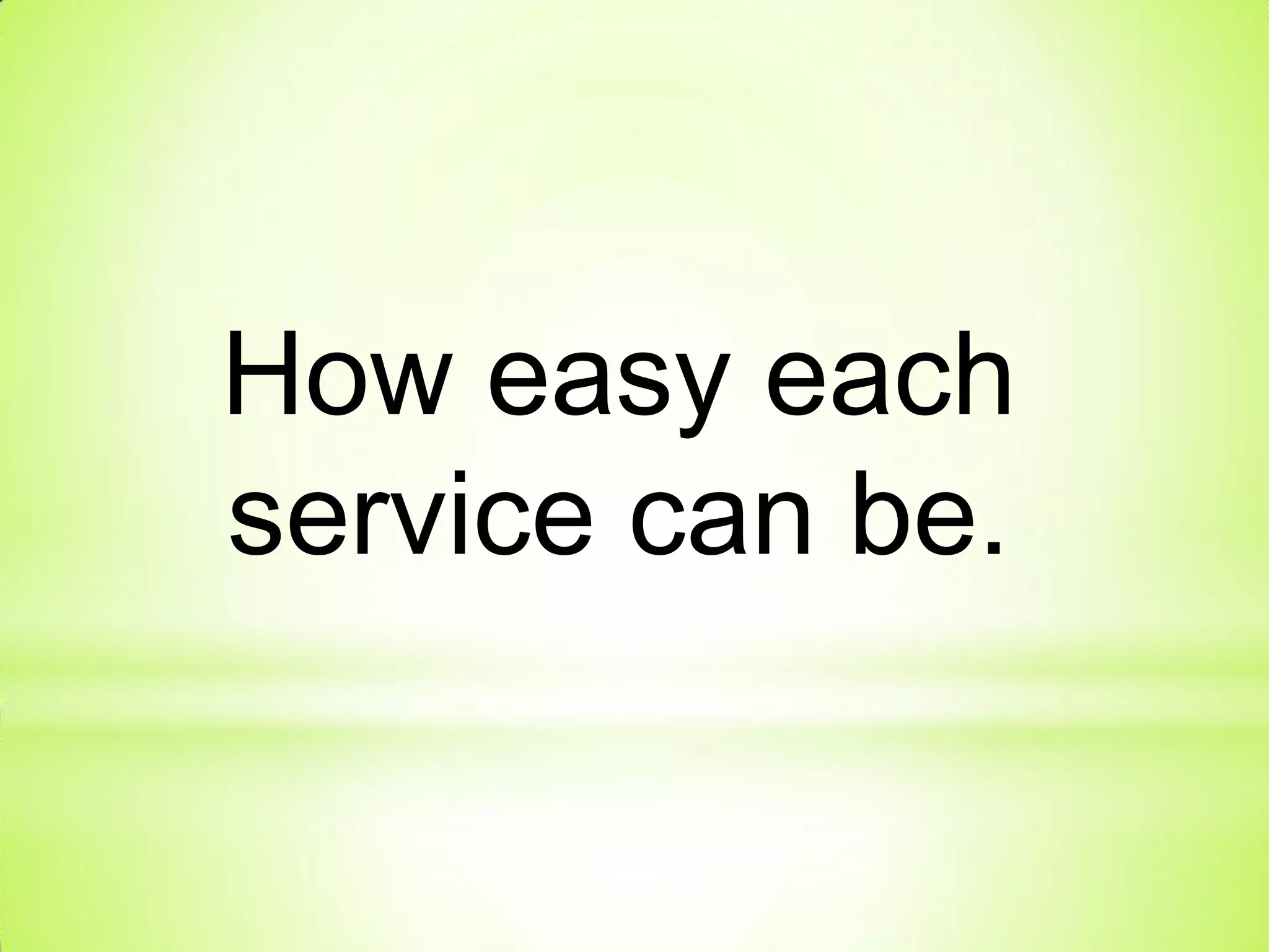 How easy each
service can be.
 