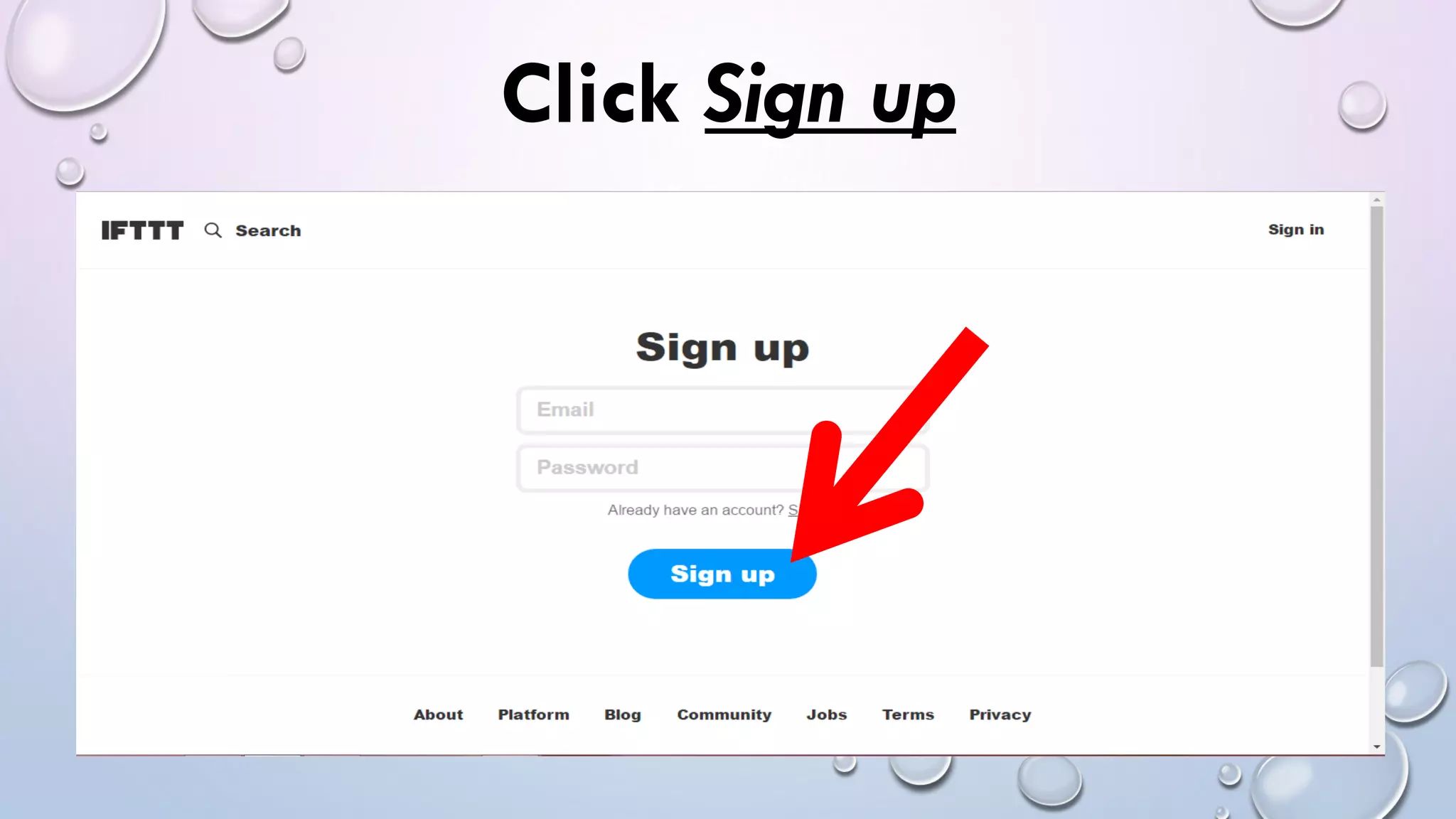 Click Sign up
 