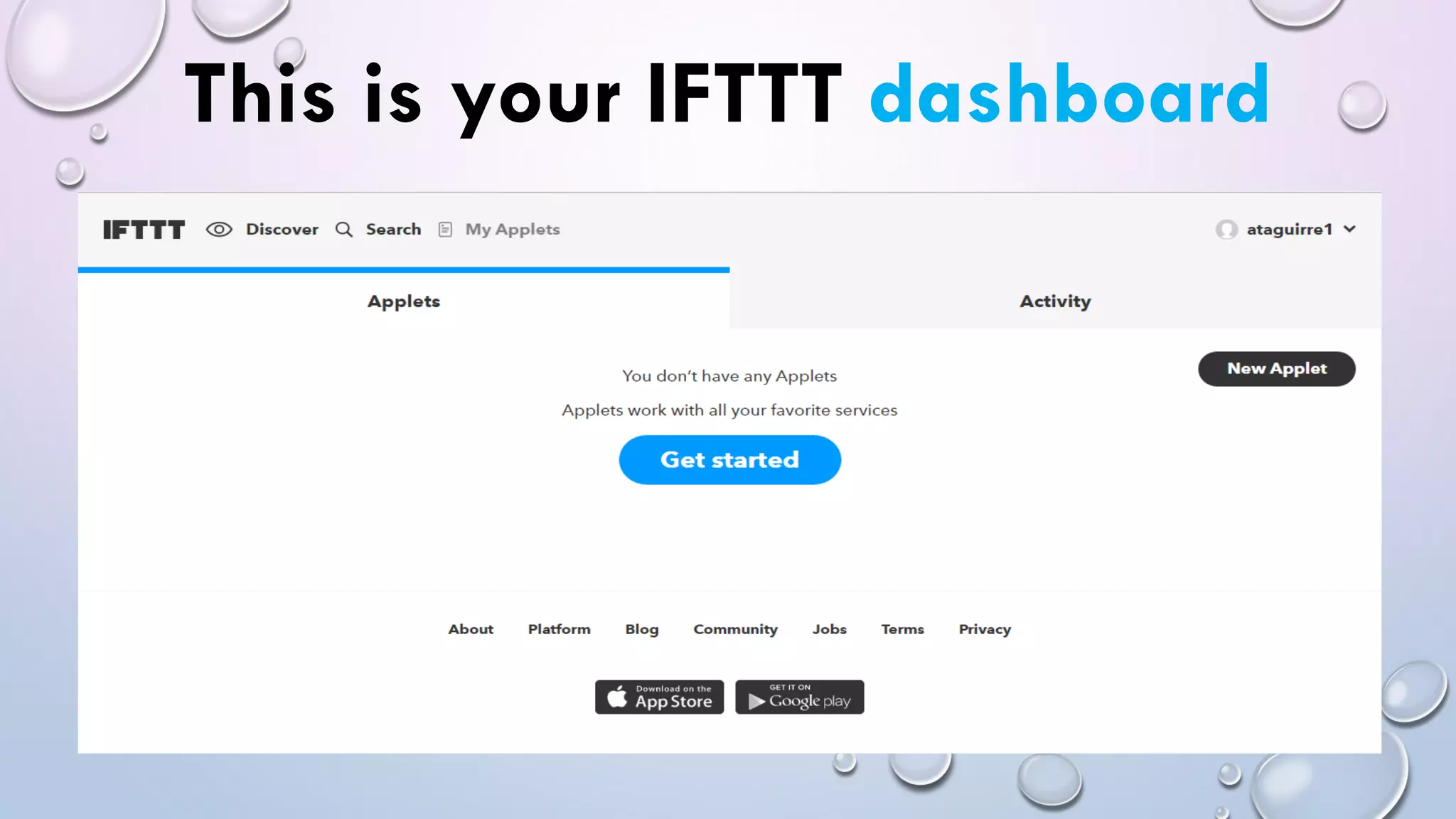 This is your IFTTT dashboard
 