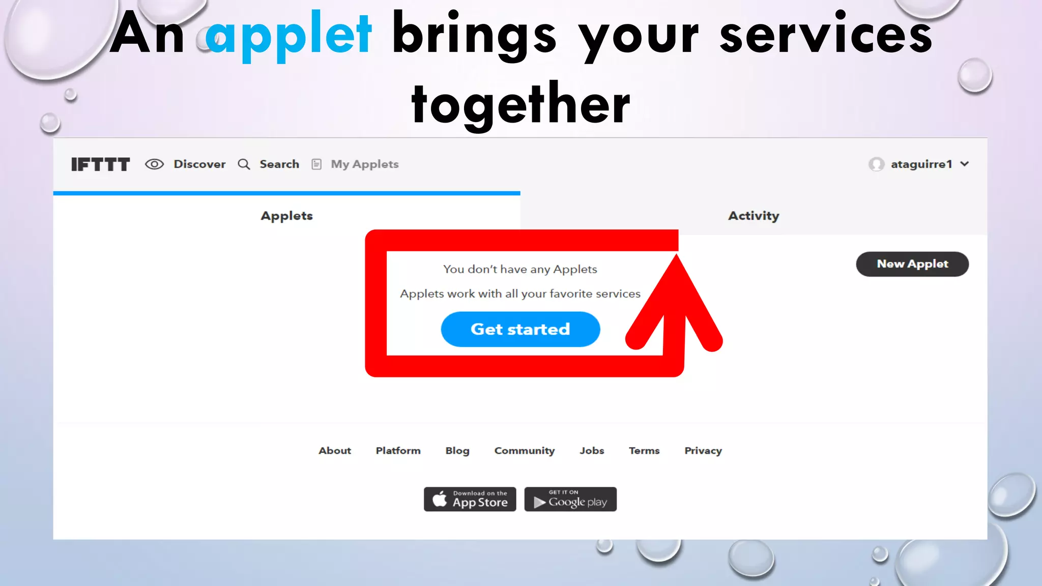 An applet brings your services
together
 