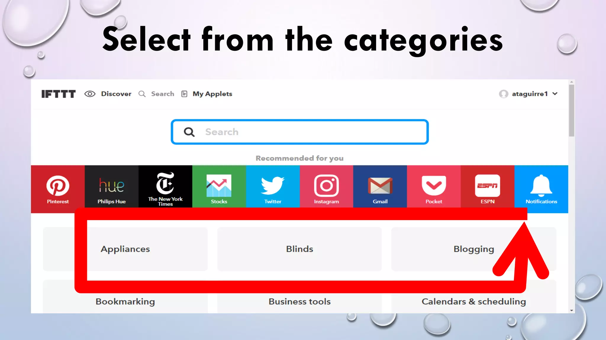 Select from the categories
 