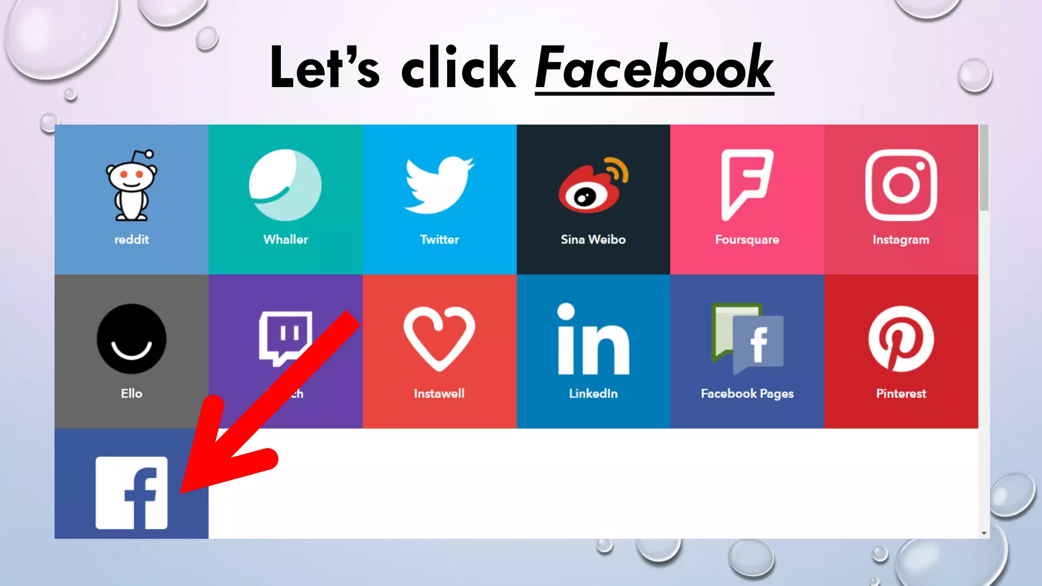 Let’s click Facebook
 