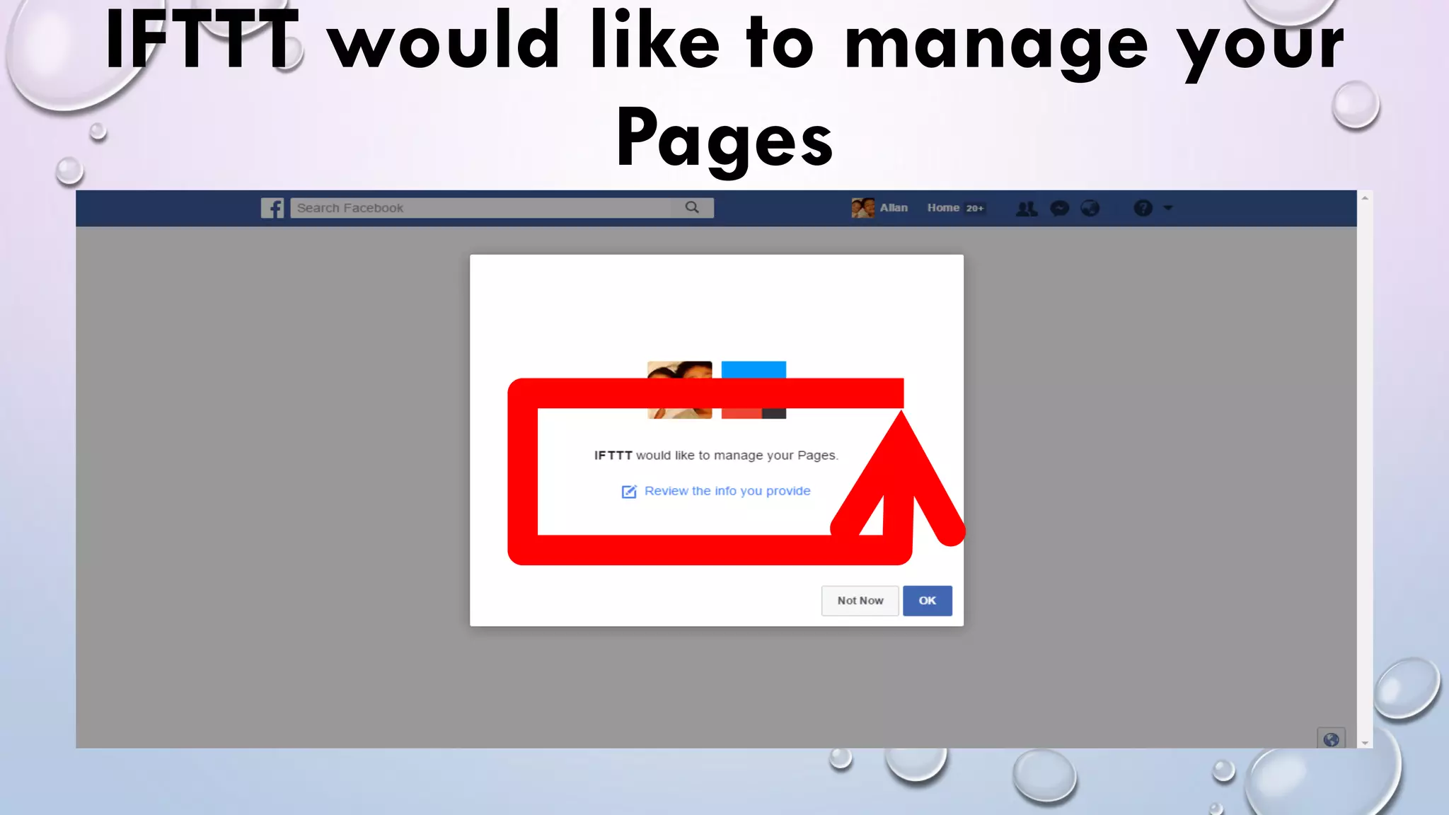 IFTTT would like to manage your
Pages
 