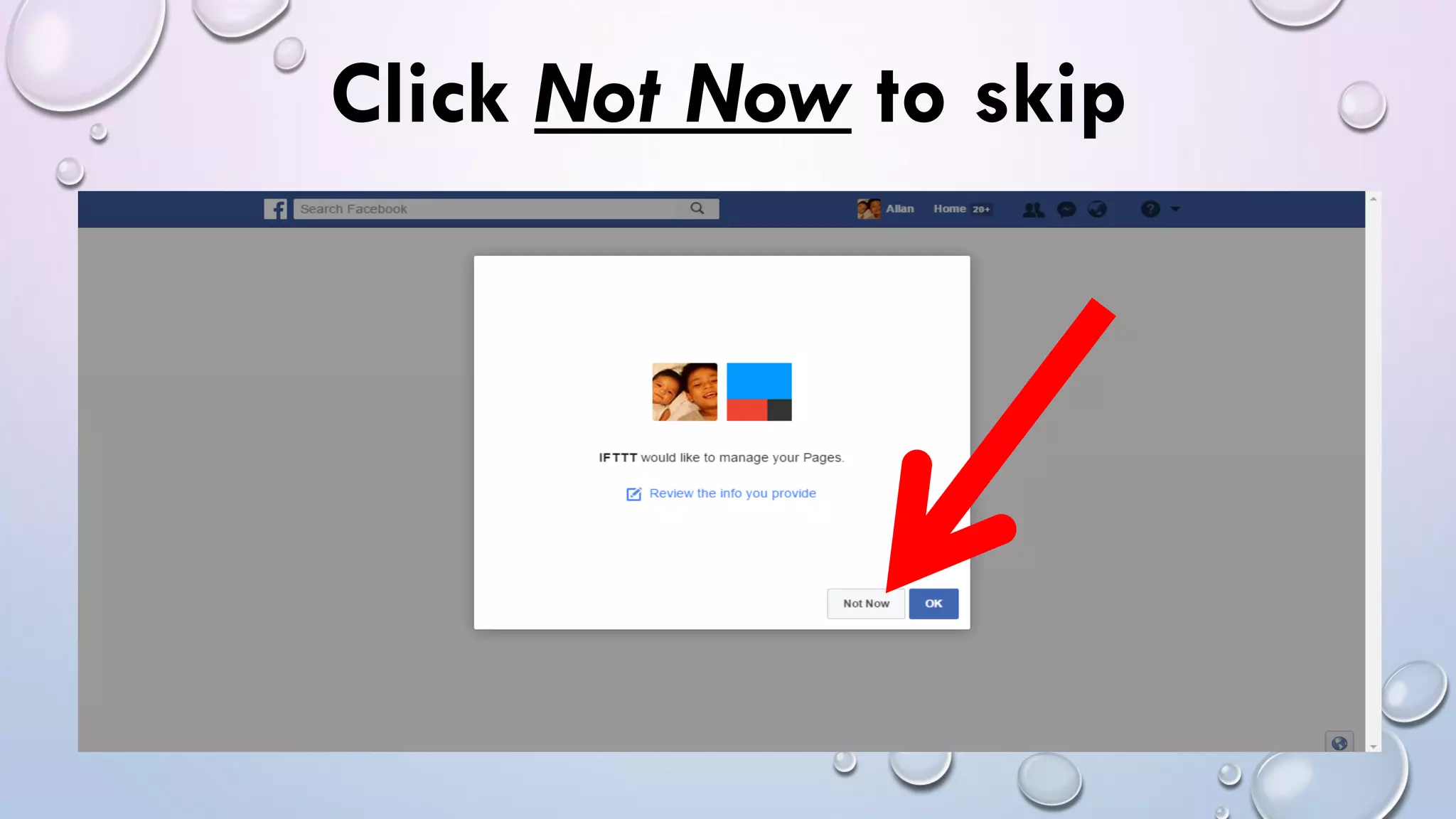 Click Not Now to skip
 