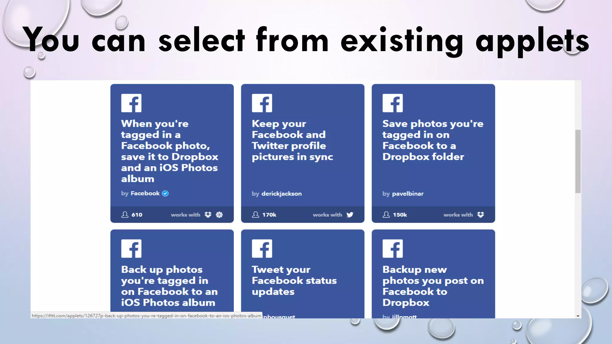 You can select from existing applets
 