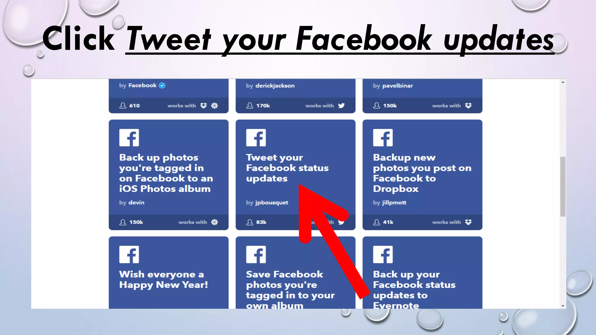 Click Tweet your Facebook updates
 