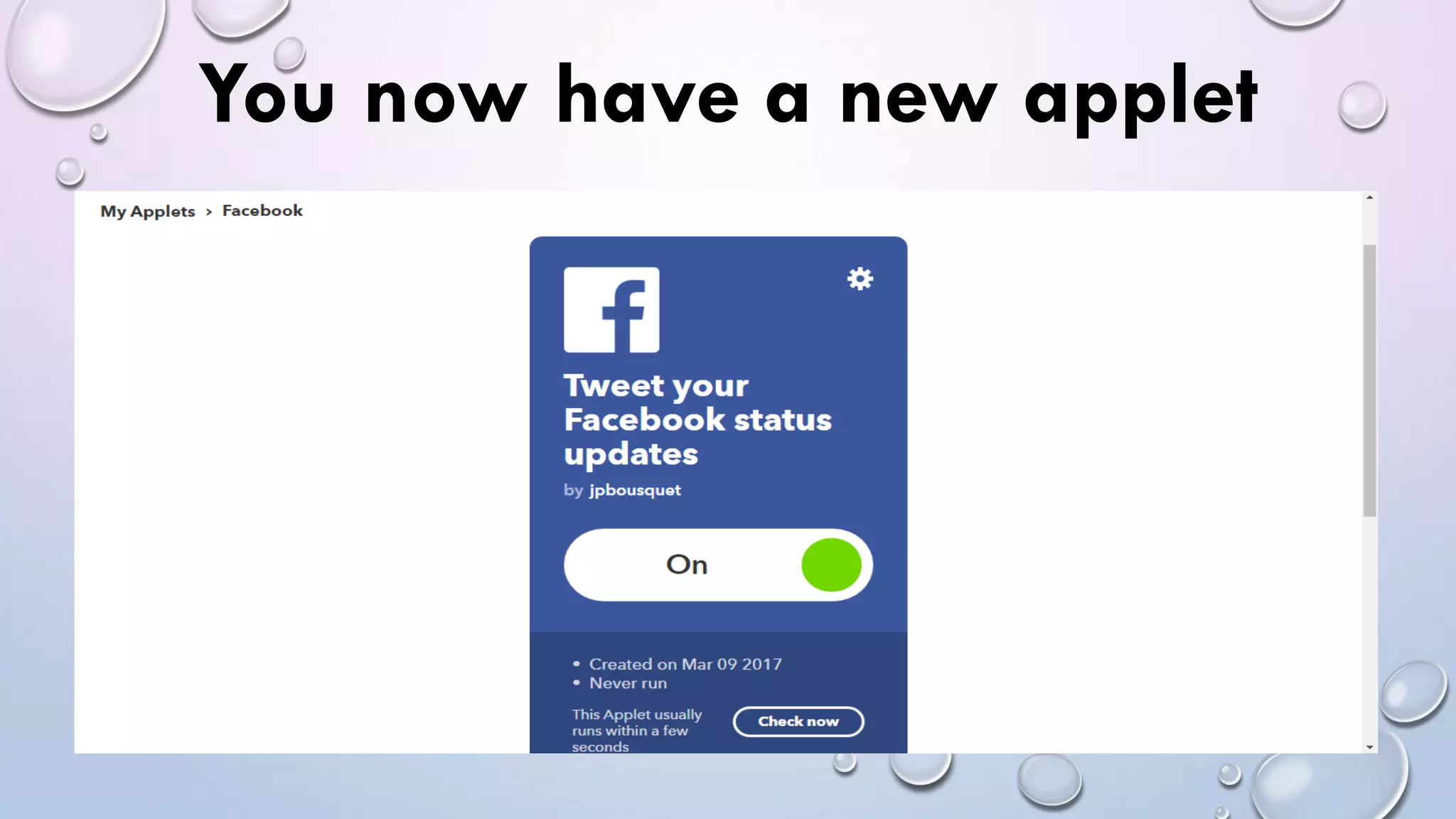 You now have a new applet
 