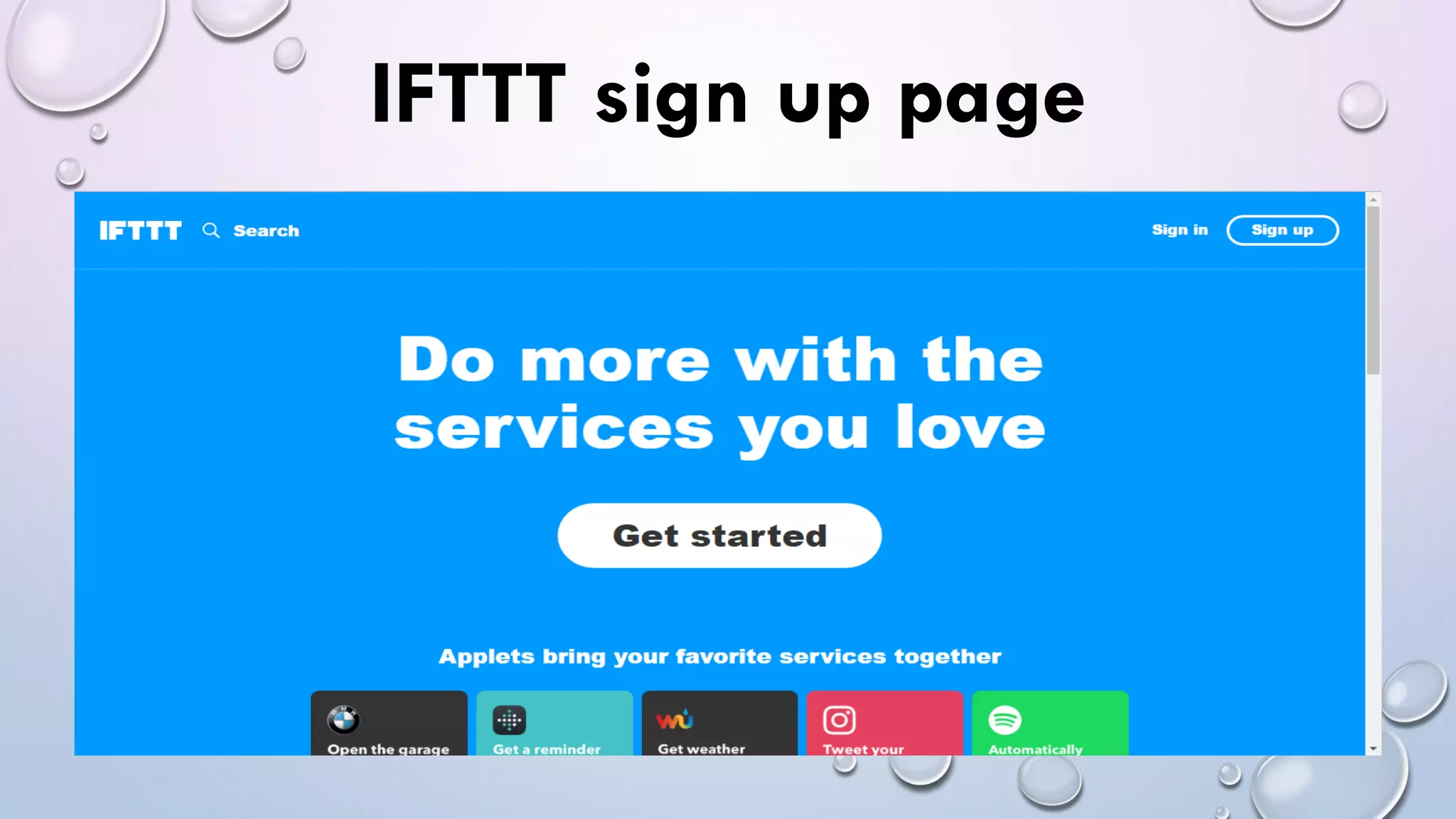 IFTTT sign up page
 