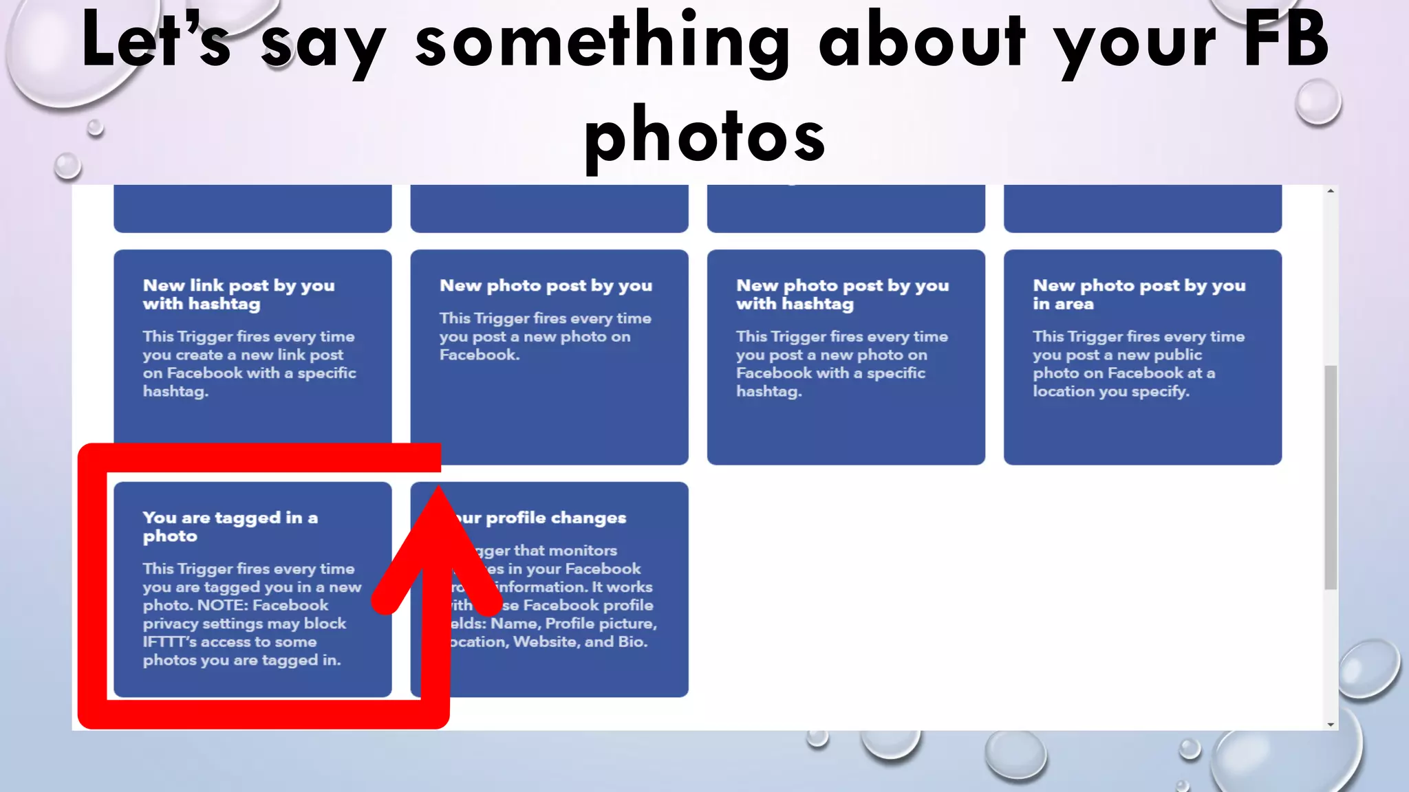 Let’s say something about your FB
photos
 