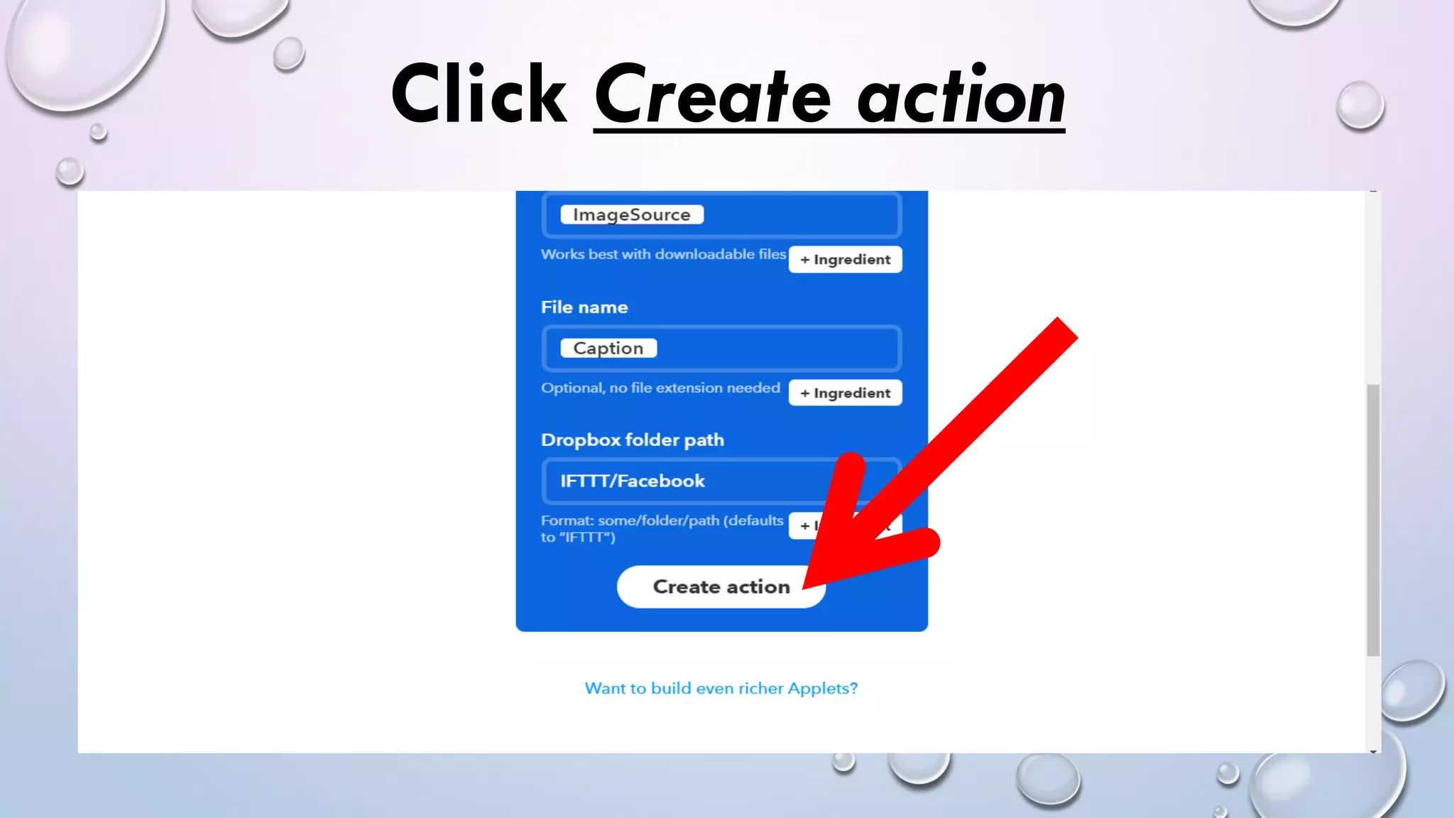Click Create action
 
