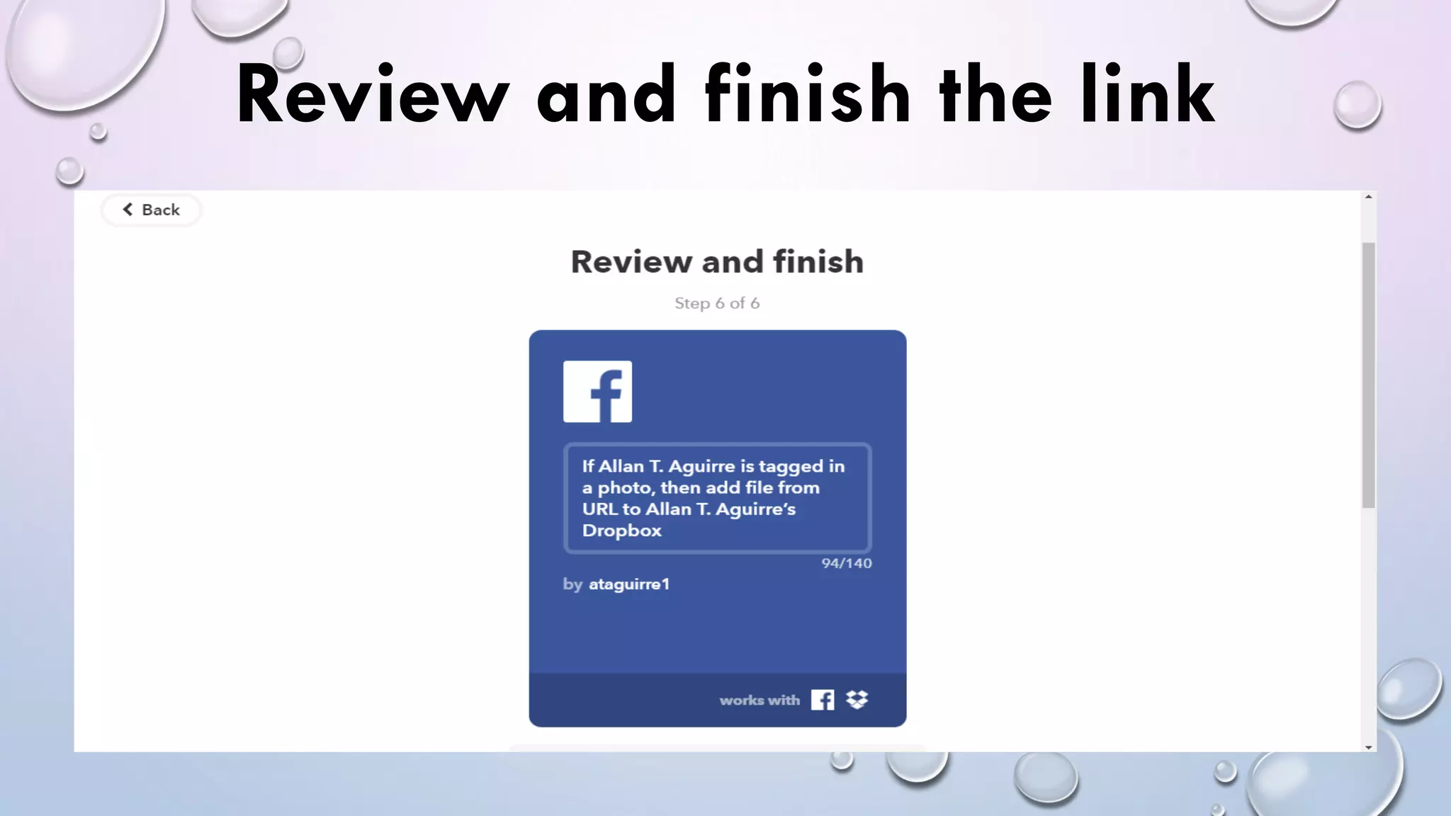 Review and finish the link
 