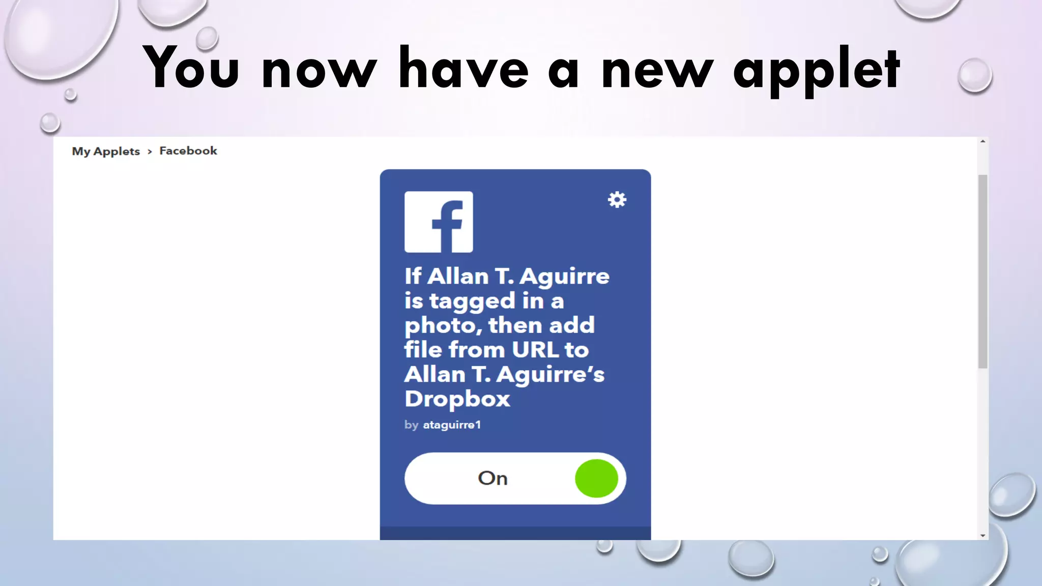 You now have a new applet
 