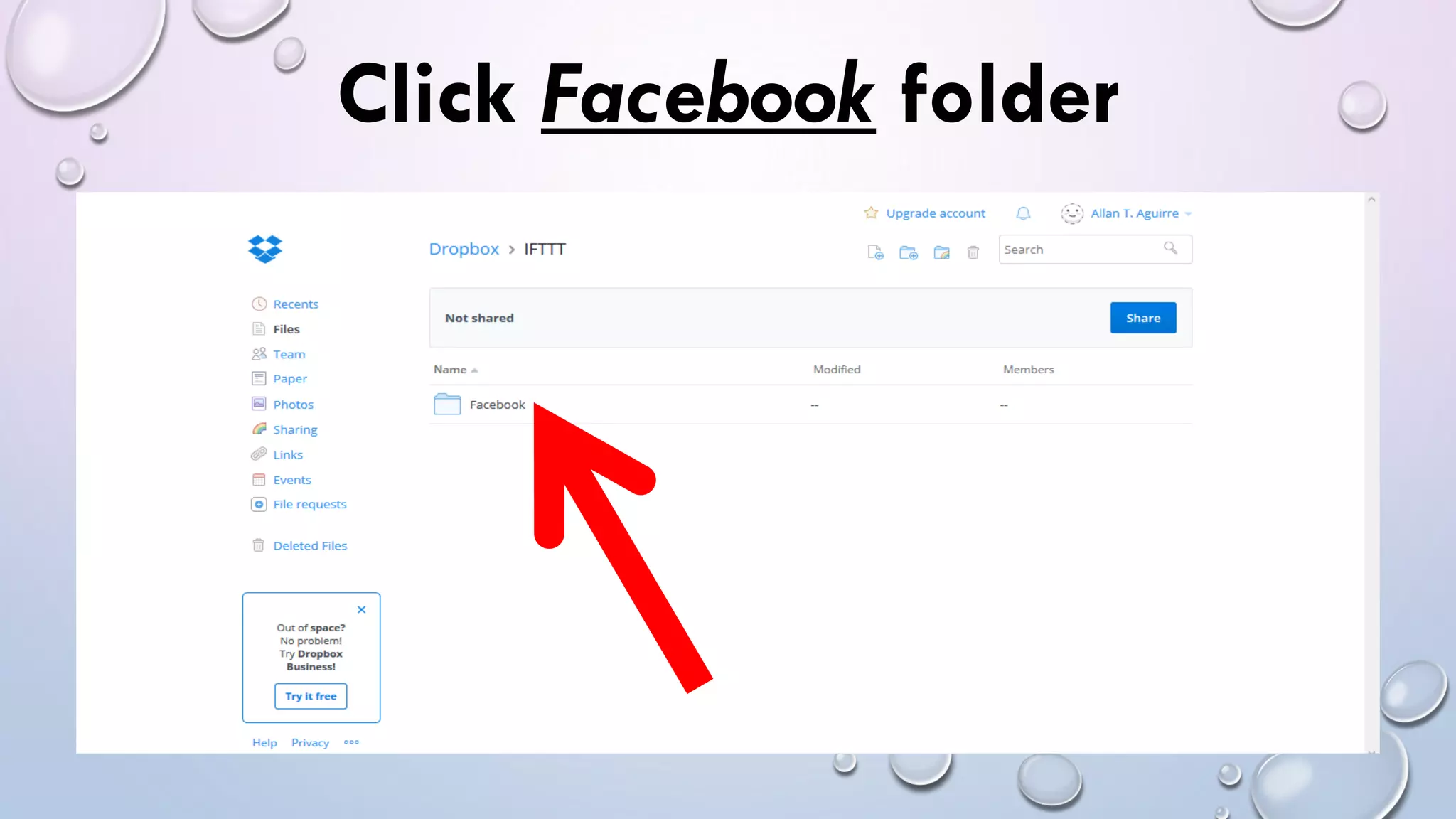 Click Facebook folder
 