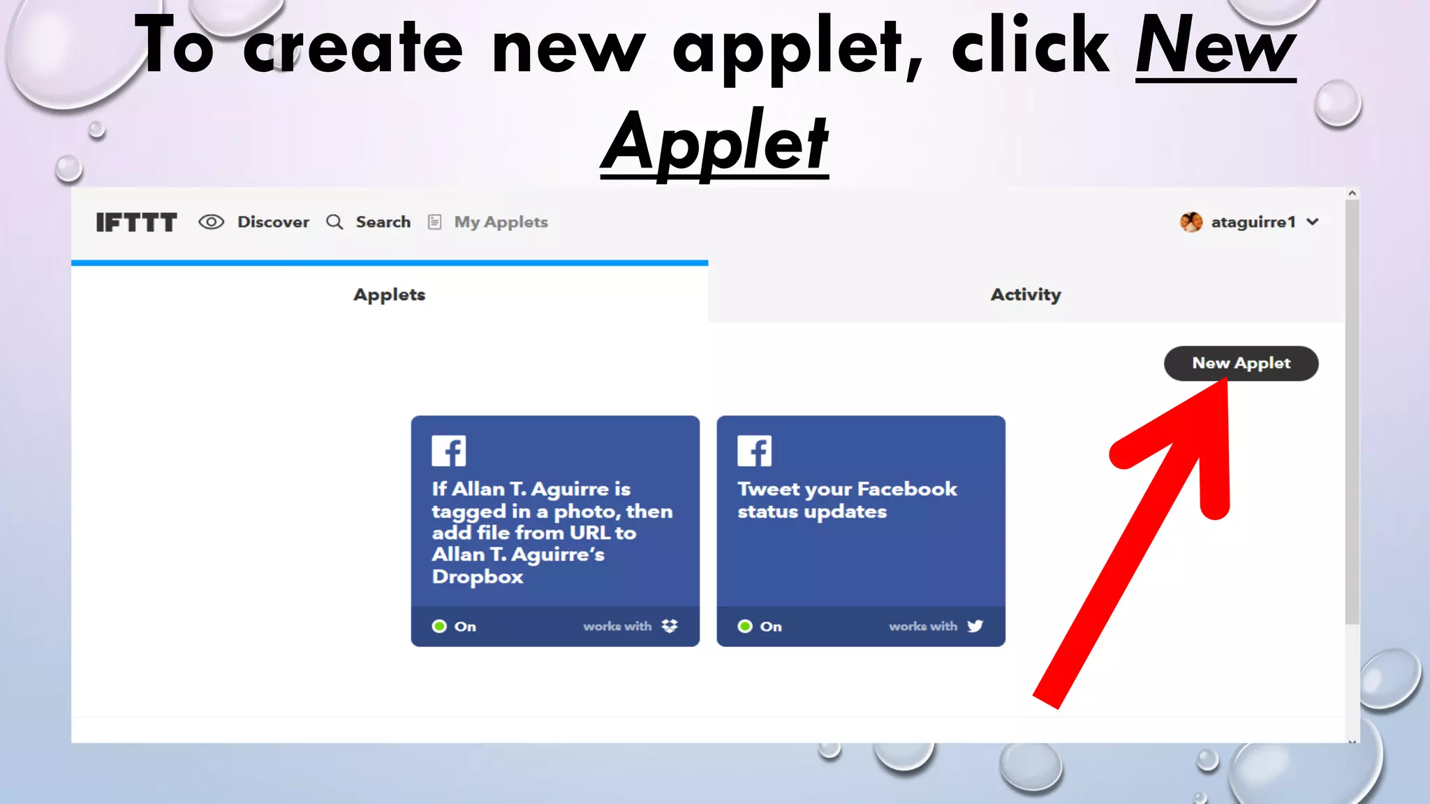 To create new applet, click New
Applet
 