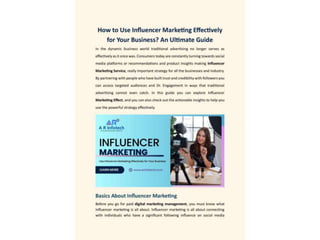How to Use Influencer Marketing Effectively for Your Business An ...