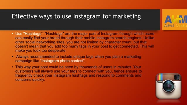 How to use Instagram for marketing ppt- AdHutMedia