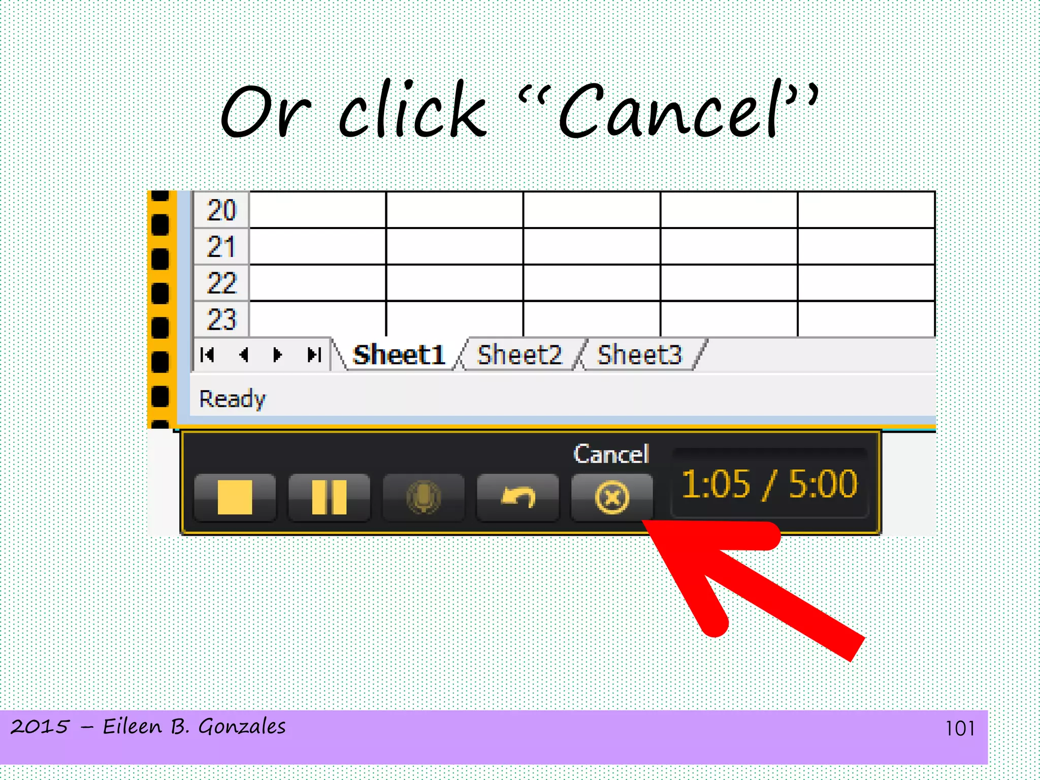 2015 – Eileen B. Gonzales 101
Or click “Cancel”
 