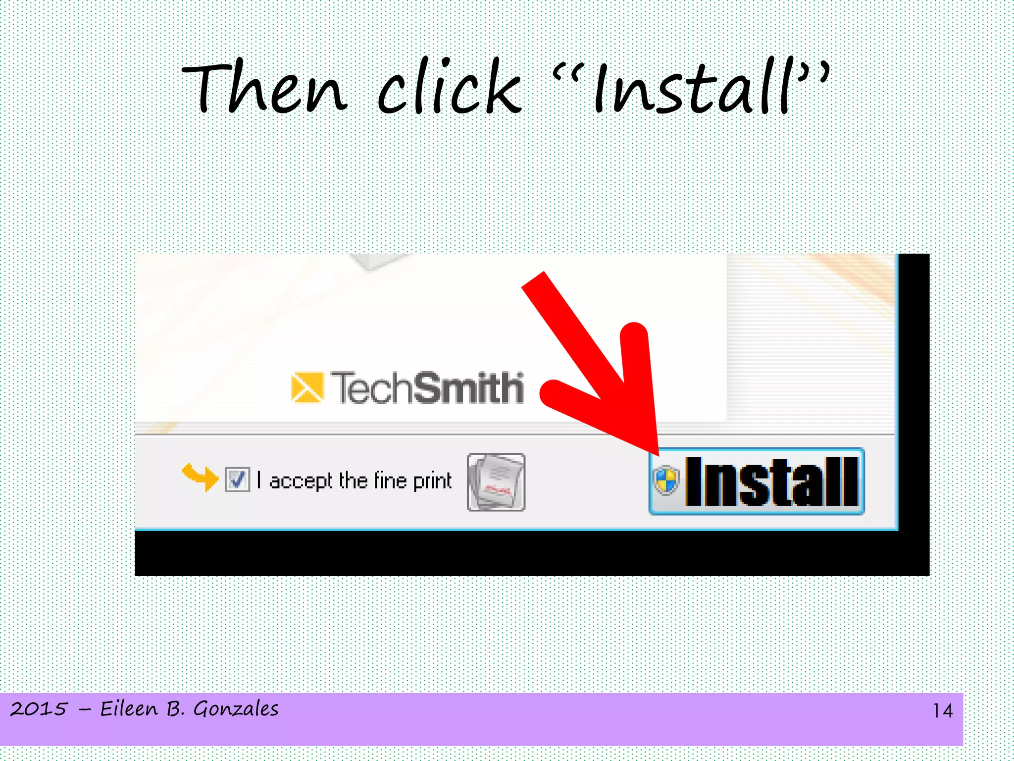 2015 – Eileen B. Gonzales 14
Then click “Install”
 
