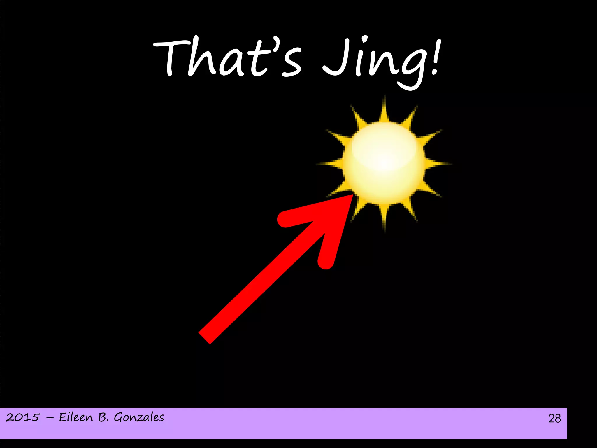 2015 – Eileen B. Gonzales 28
That’s Jing!
 