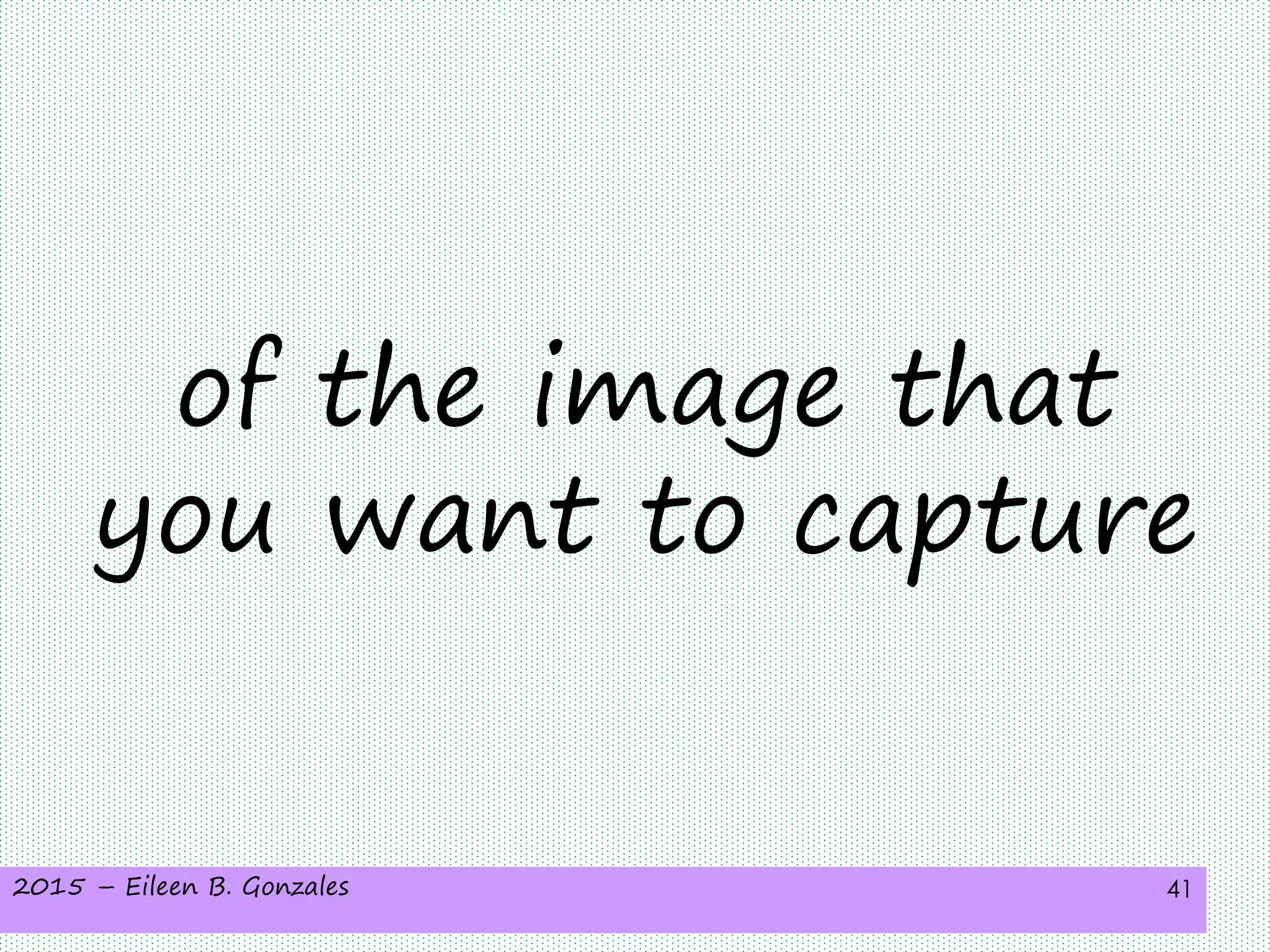 2015 – Eileen B. Gonzales 41
of the image that
you want to capture
 