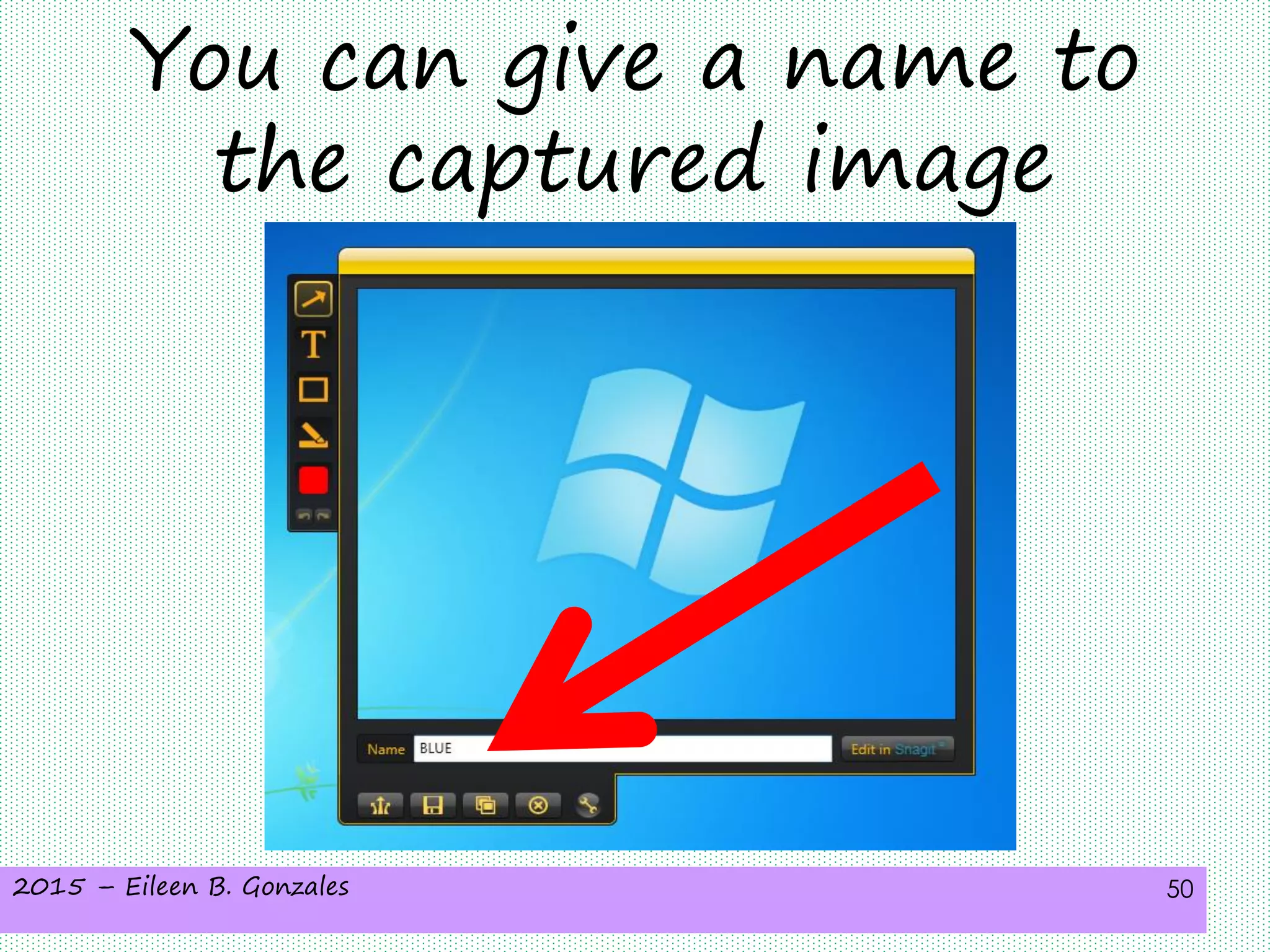 2015 – Eileen B. Gonzales 50
You can give a name to
the captured image
 
