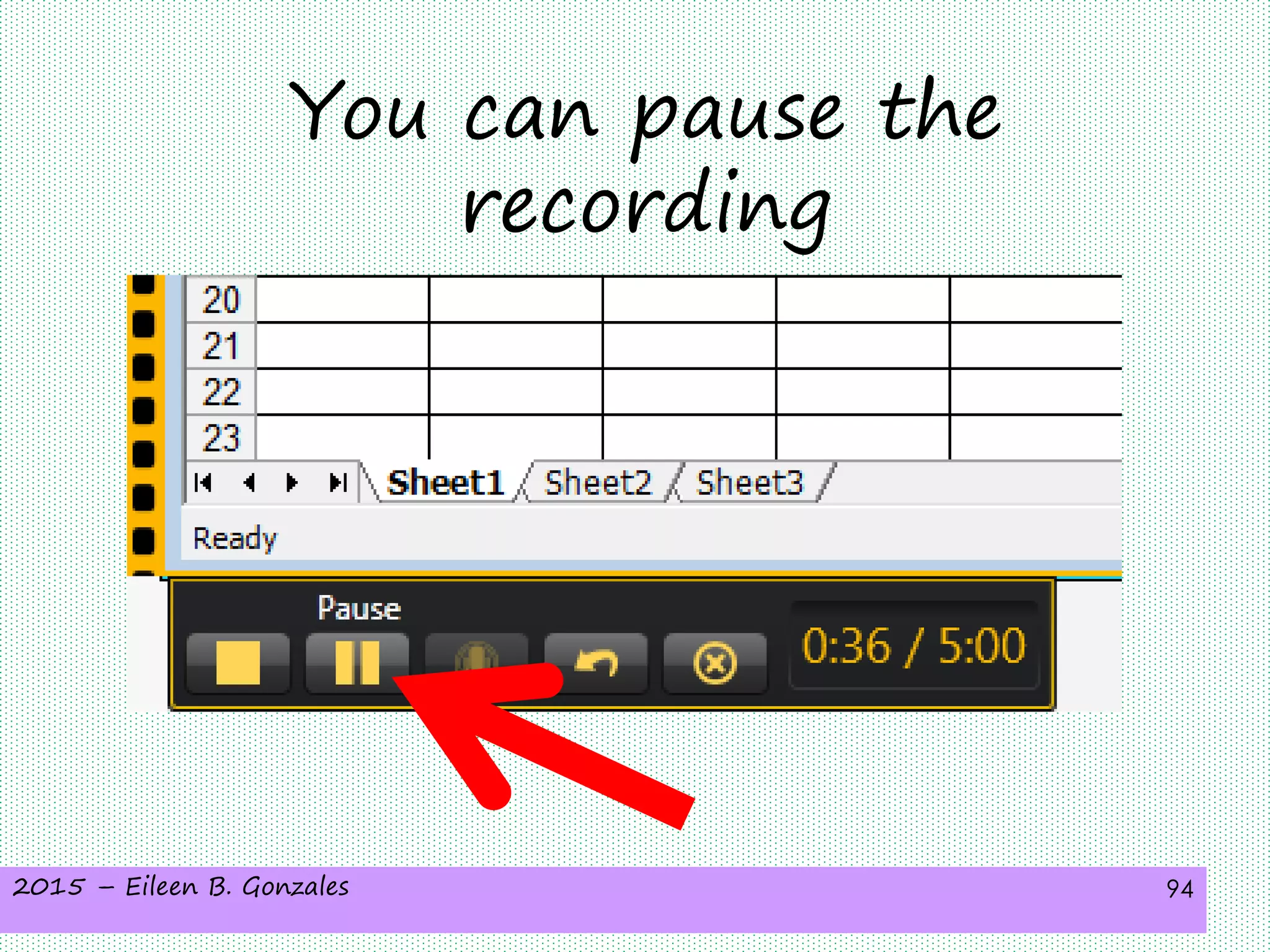 2015 – Eileen B. Gonzales 94
You can pause the
recording
 