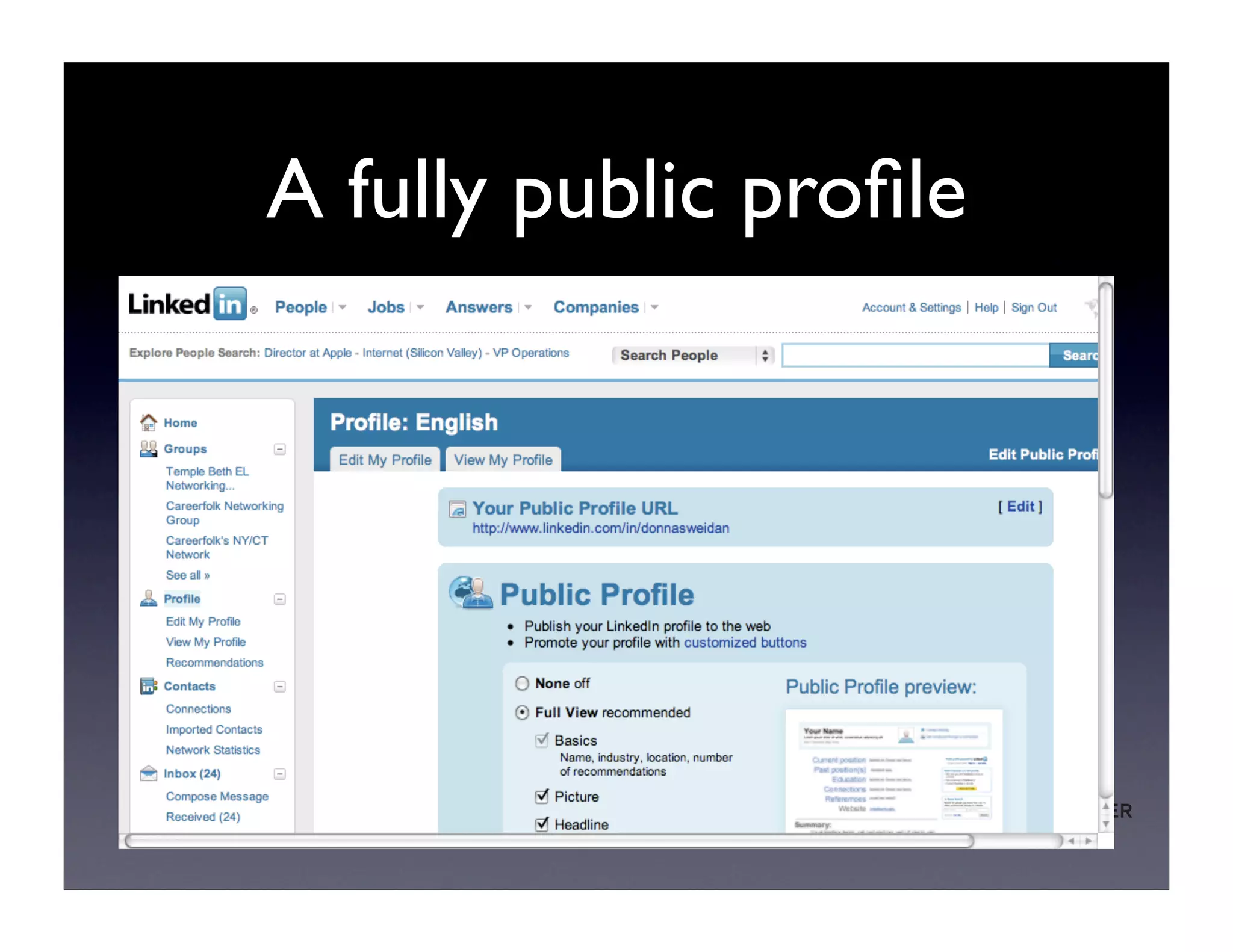 A fully public proﬁle
 