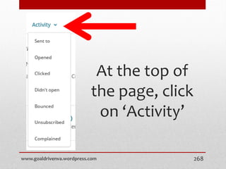 At the top of
the page, click
on ‘Activity’
www.goaldrivenva.wordpress.com 268
 