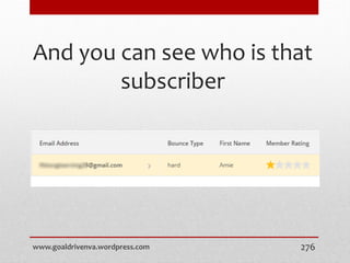 And you can see who is that
subscriber
www.goaldrivenva.wordpress.com 276
 