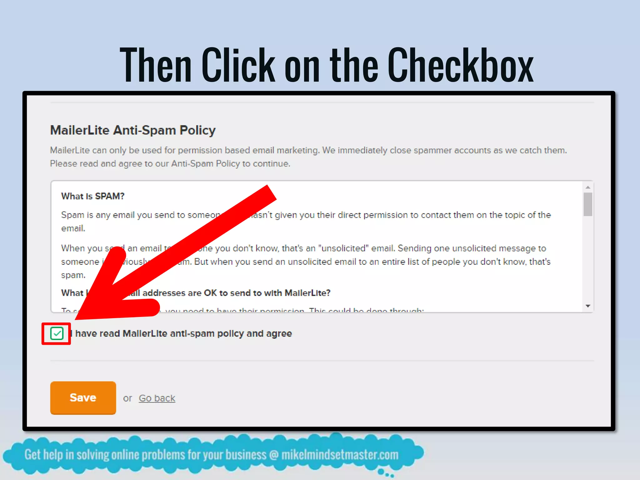 Then Click on the Checkbox
 