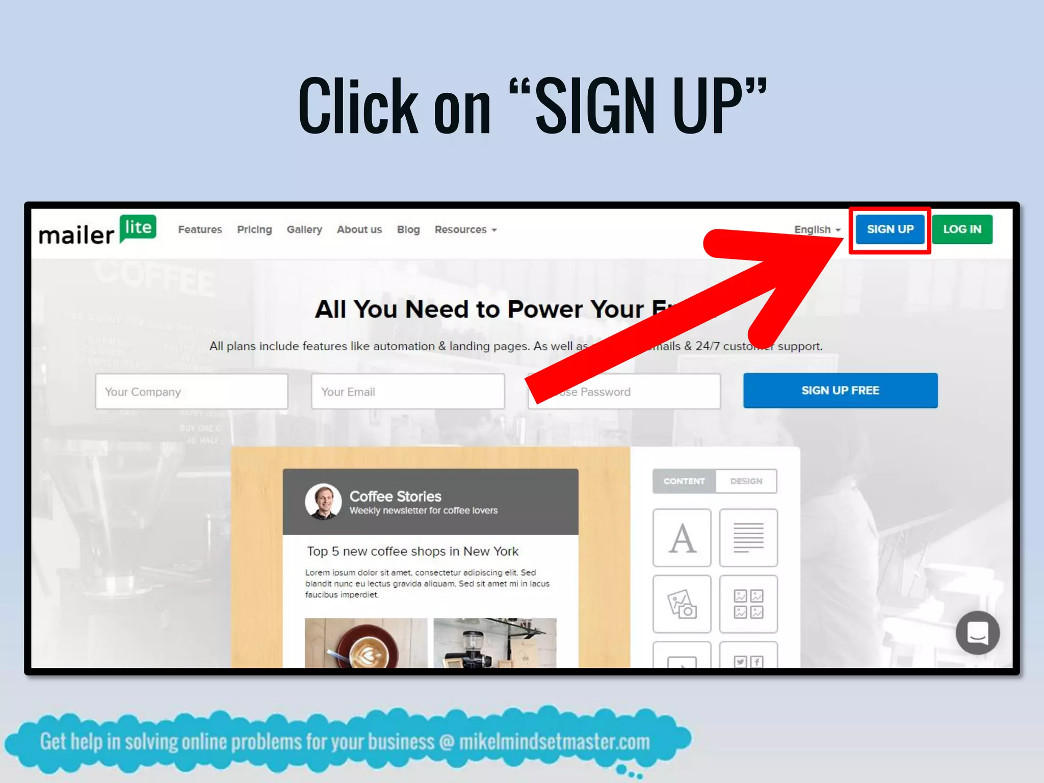 Click on “SIGN UP”
 