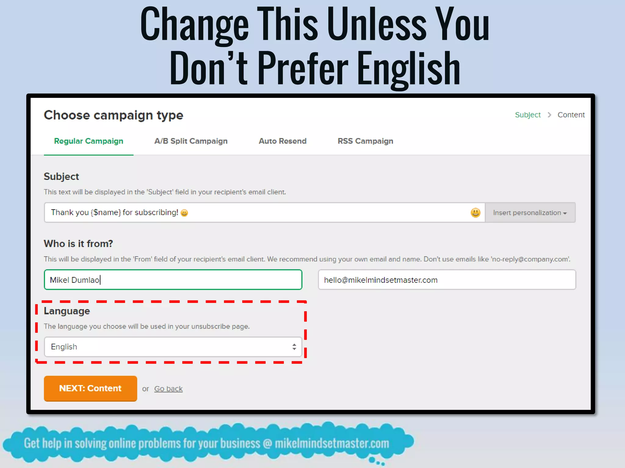 Change This Unless You
Don’t Prefer English
 