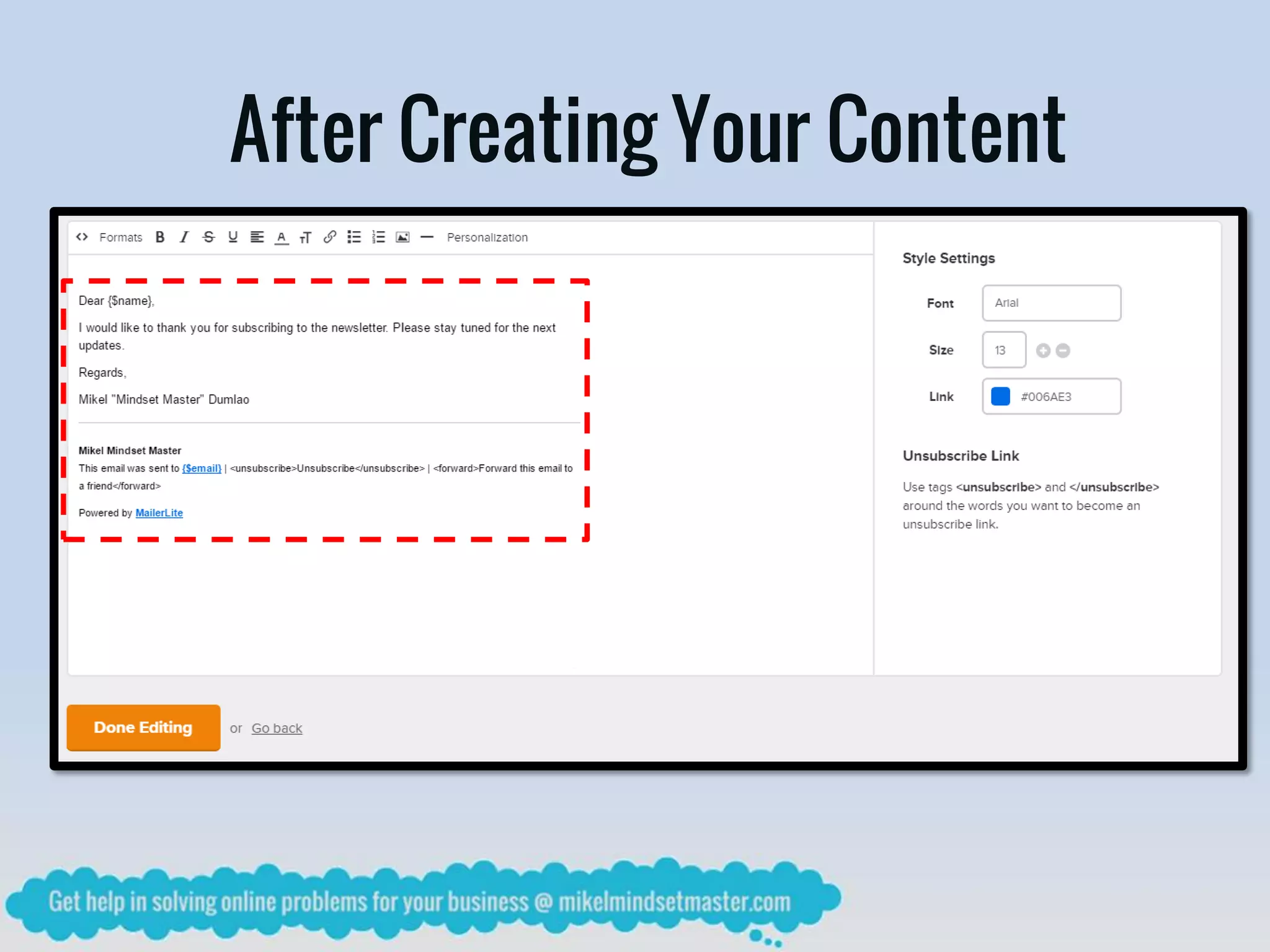 After Creating Your Content
 
