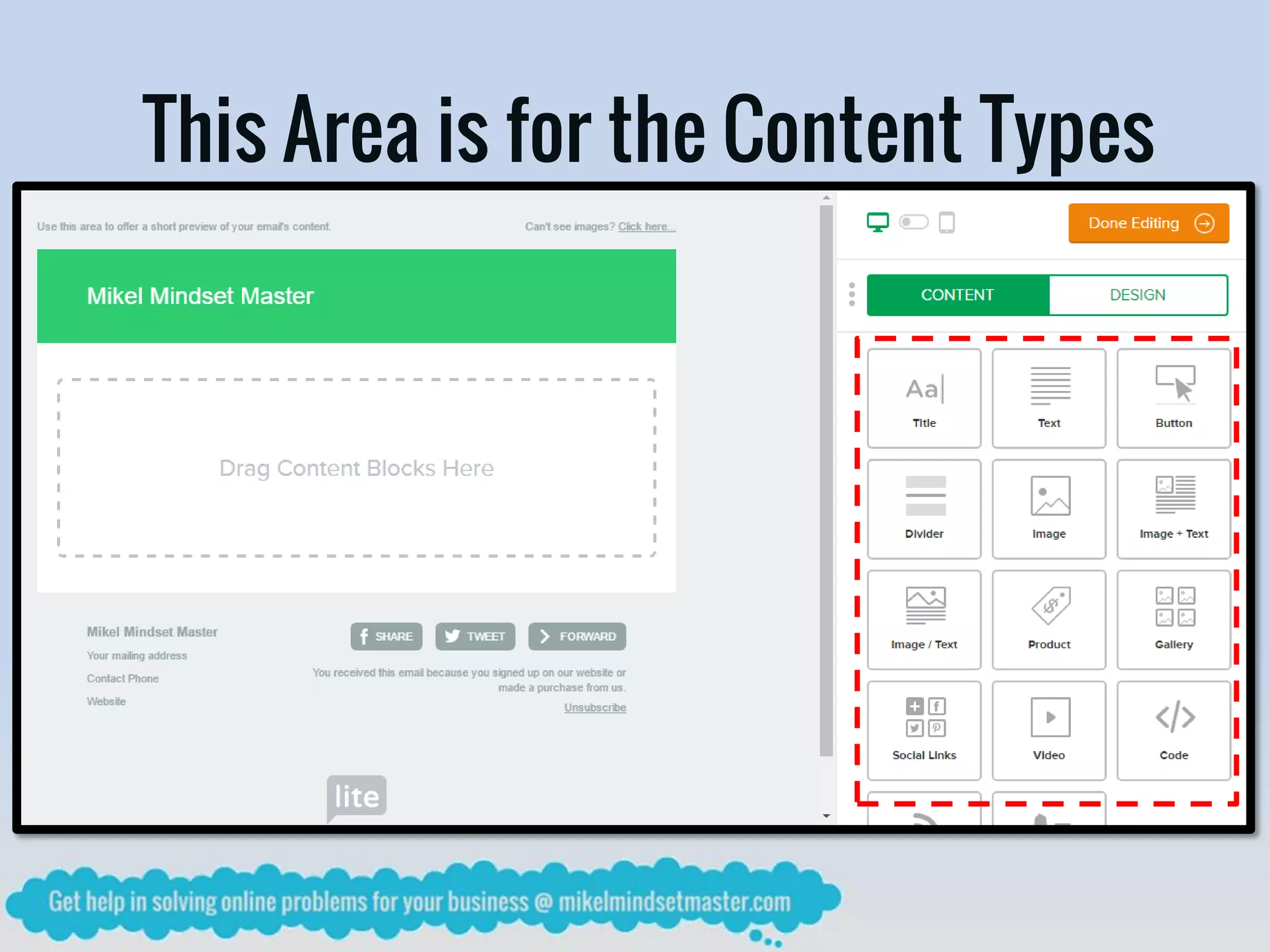This Area is for the Content Types
 
