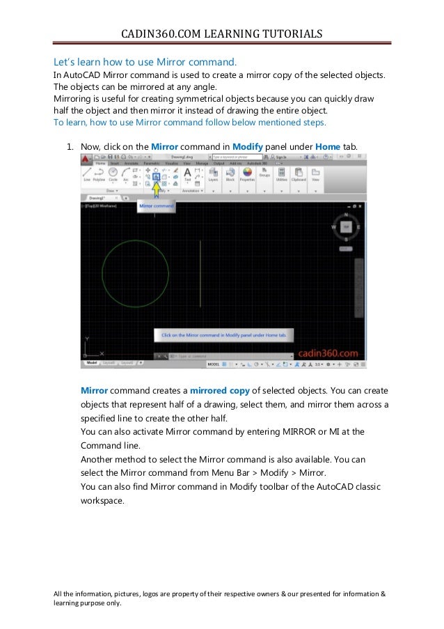 How to use mirror command in AutoCAD