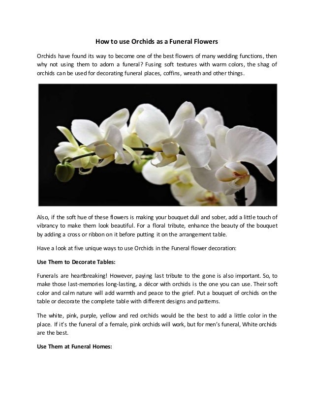 How To Use Orchids As A Funeral Flowers