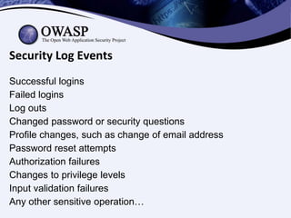 How to Use OWASP Security Logging