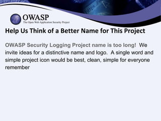 How to Use OWASP Security Logging