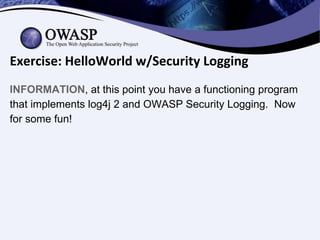 How to Use OWASP Security Logging