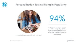 #SpendsetterWebinar
Personalization Tactics Rising in Popularity
94% or marketers report
that personalization is an
effect...