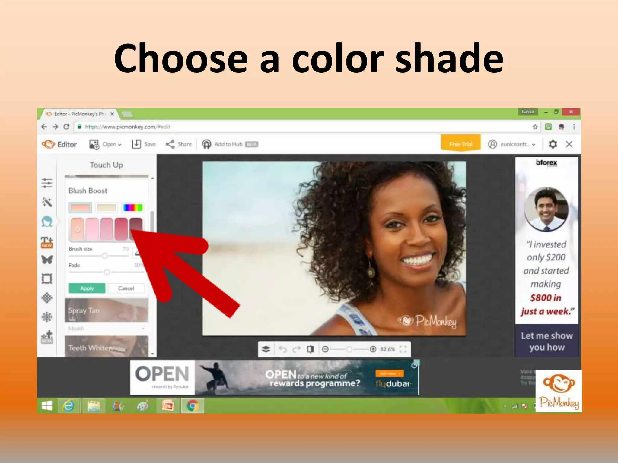 Choose a color shade
 