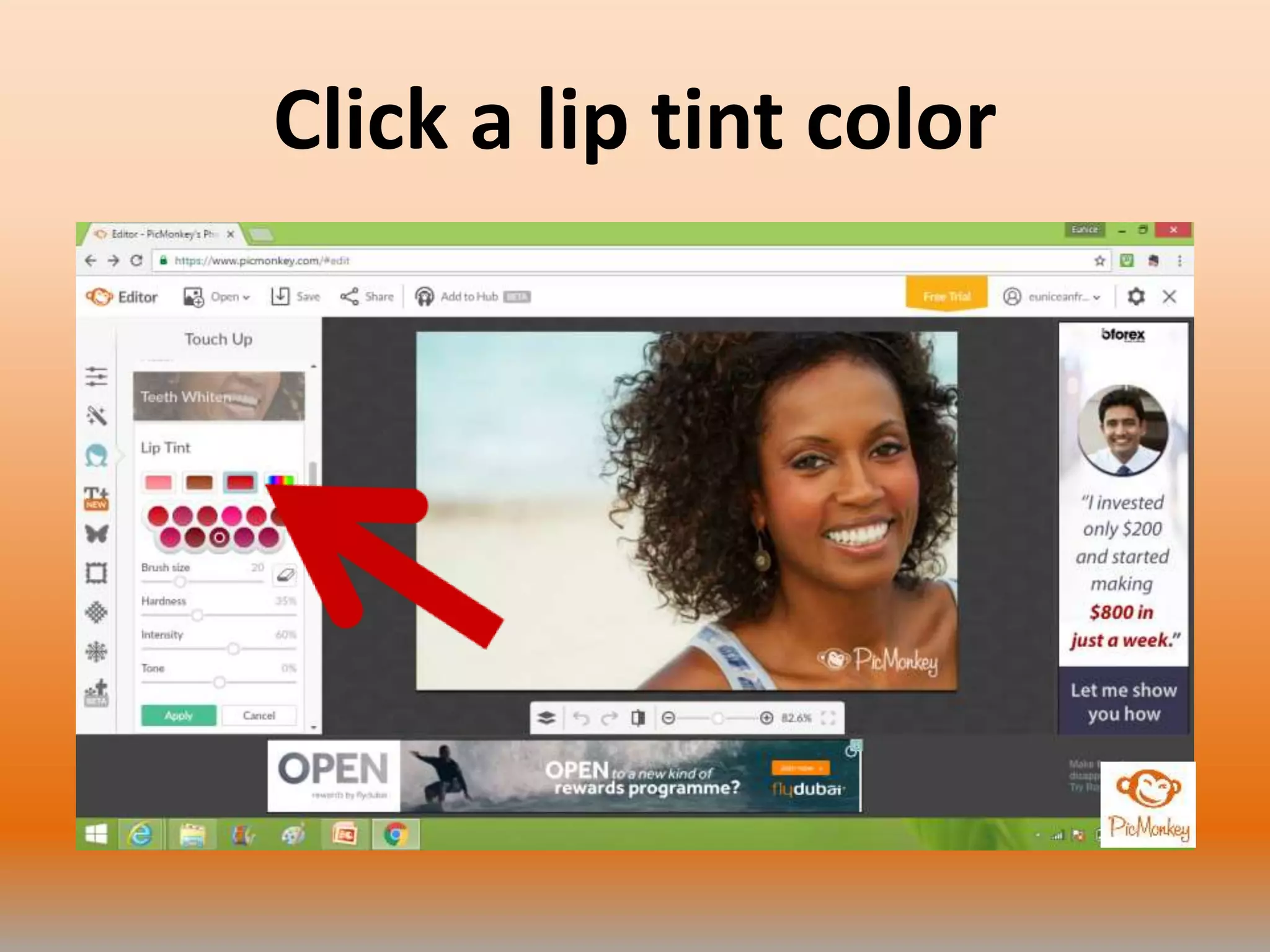 Click a lip tint color
 