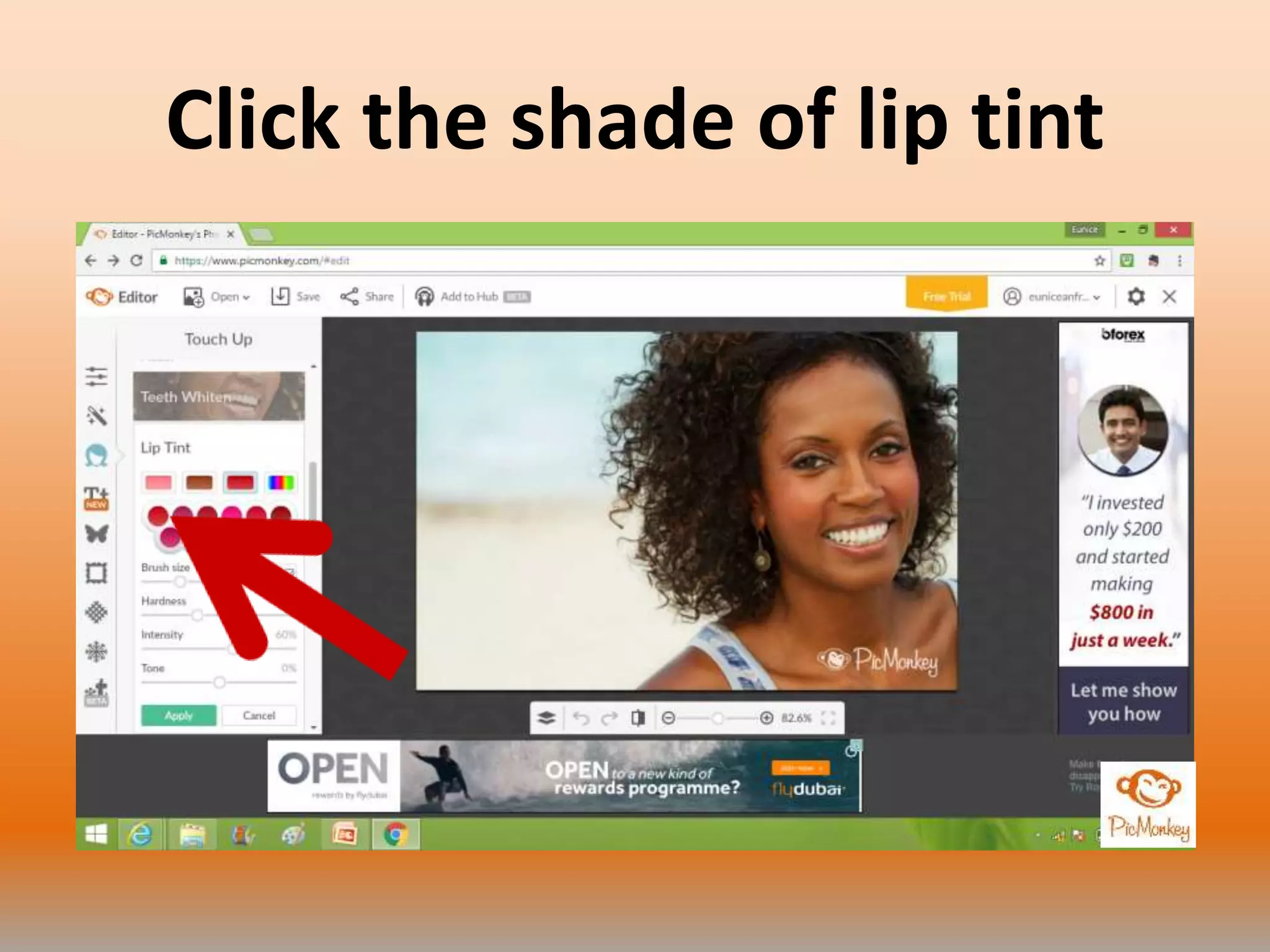 Click the shade of lip tint
 