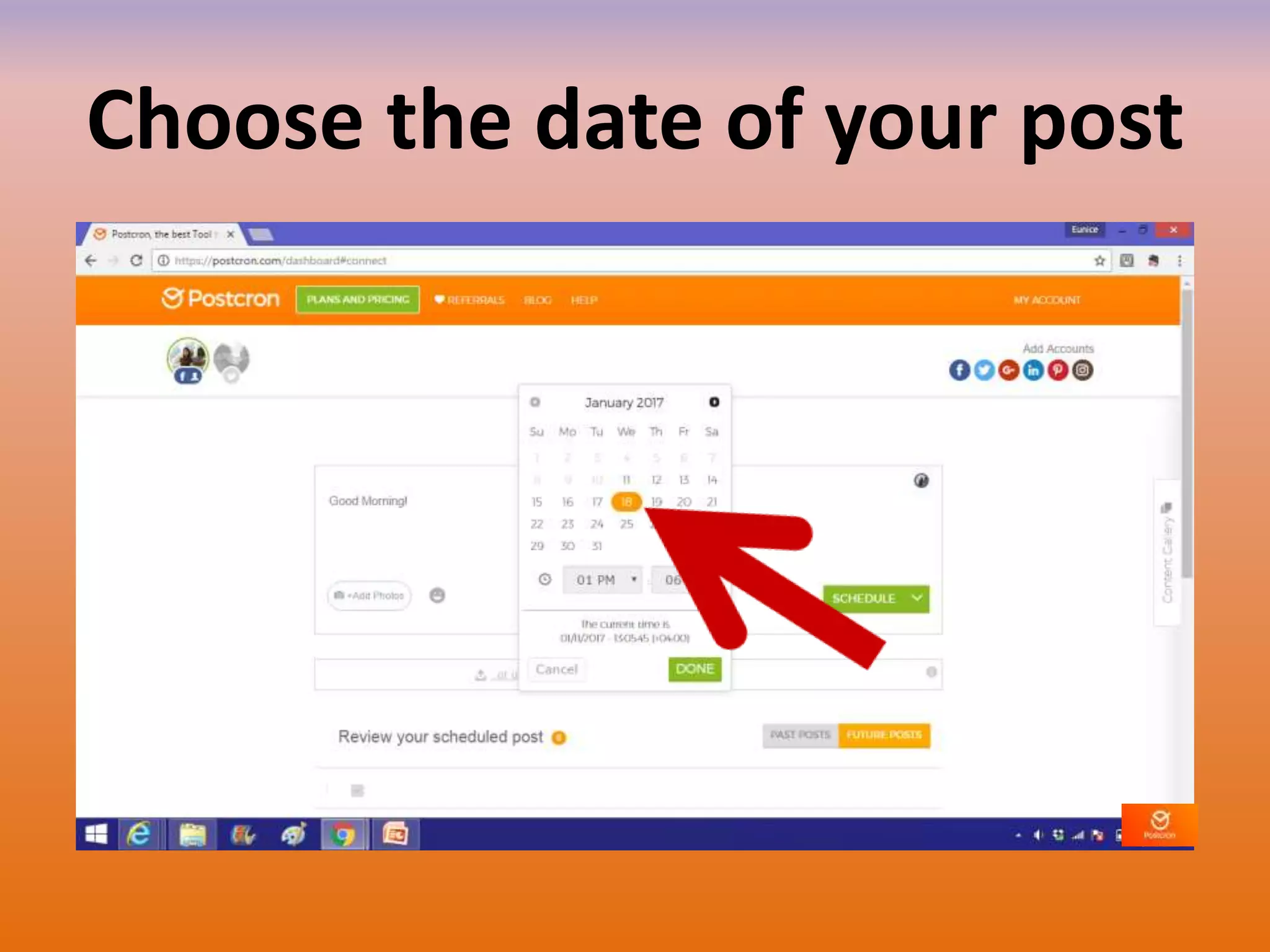 Choose the date of your post
 